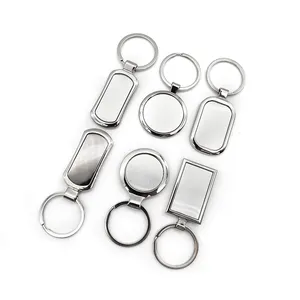 Promoção Presentes Zinc Alloy Blank Sublimation Keychain Metal Chaveiro Anel Com Logotipo Personalizado