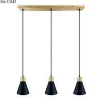 Lampe suspendue en bois à 3 têtes, 220V E27, style nordique moderne, pour cuisine, salle à manger, luminaires suspendus en bois LED, lustres en bois