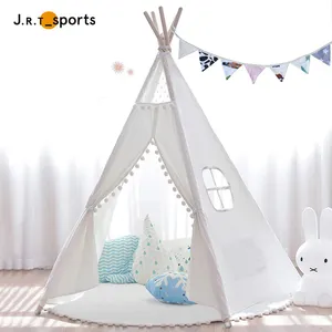 Opvouwbare Wit Canvas Teepee Indoor Outdoor Games Kids Play Tent