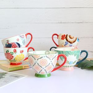 Mug à café vintage américain en céramique peint à la main, style pastoral, pour le petit-déjeuner - Product Image 2