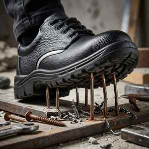 Chaussures de sécurité en cuir pour hommes fabriquées en Inde, design respirant pour applications en usine, disponibles au prix d'usine - Product Image 1