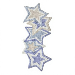 Alfombra de Baño Moderna de Chenilla y Algodón con Diseño Geométrico, Rectangular, Azul con Patrón Floral, Absorbente, Tejida, Ecológica, Estilo Americano - Product Image 1