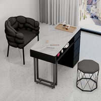 Ensemble table et chaise de manucure en cuir véritable de style japonais avec rangement pour salon de manucure - Design de luxe léger simple/double