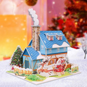 Puzzle 3D modèle de maison de noël pour enfants de 4 à 6 ans, jouet en papier à faire soi-même, cadeau, Kit d'artisanat éducatif précoce - Product Image 3