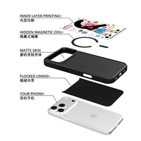 Coque de téléphone AG Feeling Black Edge avec motif Gilding Hi Girl pour iPhone 17, 17 Pro Max, 16 Pro, 15, 15 Pro Max – Coque magnétique