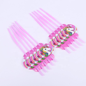 Accessoires de décoration, fournitures de fête, licorne rose fantastique, ensemble de vaisselle pour fête d'anniversaire d'enfants - Product Image 4