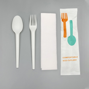Quanhua nhà hàng tiệc cưới dùng một lần sinh thái nhựa miễn phí OK Phân compost PLA dao kéo dao nĩa muỗng phân hủy sinh học Bộ đồ ăn - Product Image 6