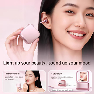 หูฟังแบบหนีบ M161 2-in-1 พร้อมไฟ LED ในตัว กระจกแต่งหน้า เสียงคุณภาพสูง HiFi กันน้ำ IPX5 หูฟังไร้สาย ENC สำหรับผู้หญิง - Product Image 4