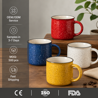 Mug en céramique mouchetée avec logo personnalisé, style émail, tasse à café motif marbre, mug en grès pour cadeau