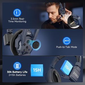 ระบบอินเตอร์คอมไร้สาย <span class=keywords><strong>SYNCO</strong></span> XTALK Master สำหรับผู้ใช้ 4 คน ชุดหูฟังไร้สาย 2.4GHz ไมโครโฟน เชื่อมต่อแบบไม่ต้องใช้มาสเตอร์ ความหน่วงต่ำ 45ms - Product Image 3