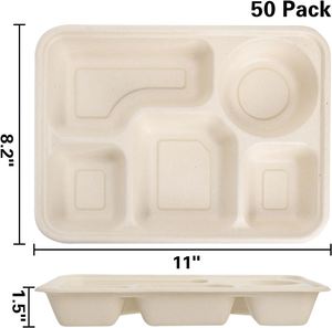 Eco Products Takeaway Food Packaging Biodegradable Sustainable Disposable 4 <b>Compartment</b> <b>Lunch</b> <b>Box</b> Bagasse Meal Tray With Lid - Product Image 2