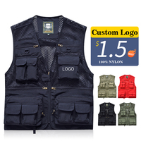 Veste en nylon pour homme en gros, vêtement de plein air respirant, multi-poches, pour la pêche, la photographie, le journalisme, broderie, logo personnalisé