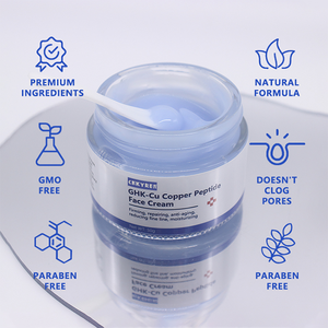 Crème Visage Anti-Rides Réparatrice au Peptide de Cuivre <span class=keywords><strong>Bleu</strong></span> et Acide Hyaluronique – Éclaircit et Illumine les Peaux Foncées, Améliore l'Éclat - Product Image 2