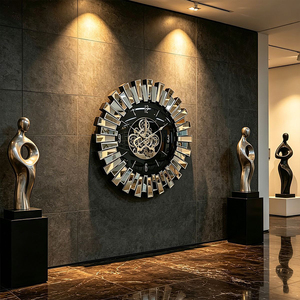 Orologio <span class=keywords><strong>da</strong></span> <span class=keywords><strong>Parete</strong></span> Moderno di Lusso Europeo in Vetro e Metallo, Decorazione Murale Personalizzata per Interni, Fornitura Diretta dalla Fabbrica - Product Image 5