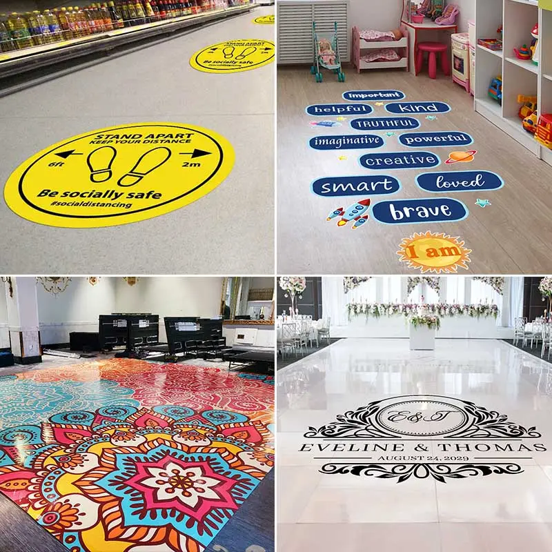 Stampa personalizzata pavimento in vinile offerte per aula di grandi dimensioni matrimonio danza nome del pavimento adesivo