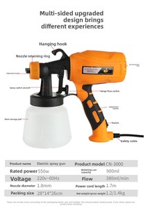 Nueva máquina <span class=keywords><strong>de</strong></span> pulverización eléctrica profesional, Motor sin escobillas, pastel y pintura <span class=keywords><strong>de</strong></span> látex, Control <span class=keywords><strong>de</strong></span> flujo ajustable, Stock Industrial - Product Image 4