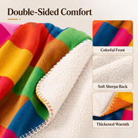 Couverture Polaire Sherpa Double Face Épaisse et Chaude à Carreaux Colorés pour Canapé, Lit et Voyage, Personnalisable avec Logo – Vente en Gros