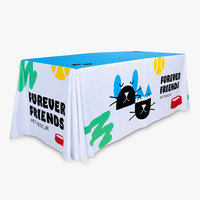 Nappe de table en polyester imperméable, impression personnalisée par sublimation CMYK pour stand de foire en plein air