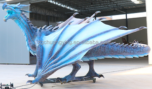 Dragon animatronique géant en métal étanche, réaliste, qui respire du fumée, sculpture intérieure/extérieure pour centre commercial à thème - Product Image 6