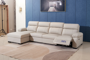 Ghế sofa đa năng hình chữ L hiện đại, bọc da trắng, có ngăn chứa đồ gấp gọn và chức năng ngả điện cho phòng khách - Product Image 4