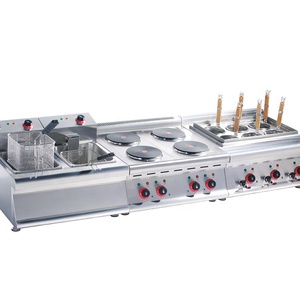 Attrezzatura da Cucina Commerciale Combinazione Fornello a Gas Griglia Piastra e Friggitrice per Uso in Ristoranti e Hotel da Tavolo - Product Image 3