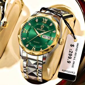 Binbond 2521 B2521 modello di Sport di lusso stile retrò stile coreano orologio da polso al quarzo semplice acciaio inossidabile orologio in pelle per gli uomini - Product Image 3