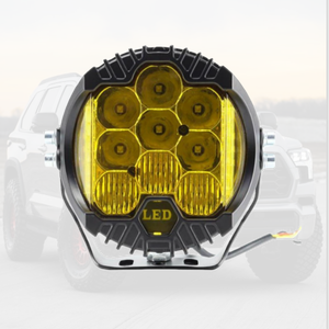 Phares LED <span class=keywords><strong>7</strong></span> pouces et barre de travail, phare blanc jaune antibrouillard 90W 12V-24V LED pour moto, voiture, camion, tout-terrain, état neuf - Product Image 2
