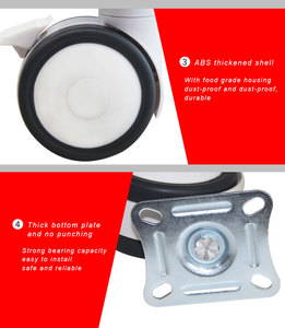 Roulettes médicales pivotantes avec frein et double roues en polyuréthane, protections filetées, équipement hospitalier, 3 pouces - Product Image 4