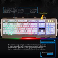 Ensemble clavier et souris filaires mécaniques G700, noir, or, métal + ABS, ergonomique, cool avec lumières USB