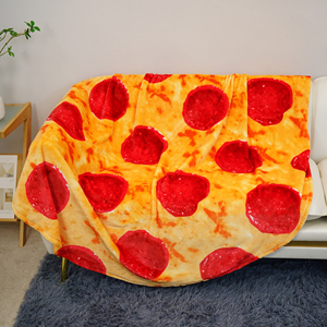 Pepperoni Bánh Pizza Chăn Hai Mặt In Lông Cừu Dành Cho Người Lớn Kích Thước Thực Tế Thực Phẩm Chăn 285 GSM Flannel Chăn Quà Tặng Vui - Product Image 4