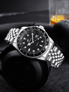 Montre à quartz minimaliste pour homme, montre à quartz GMT universelle avec chiffres arabes, lunette personnalisée en acier inoxydable - Product Image 5