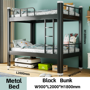Cama litera metálica moderna con estructura de acero, 2 cajones de almacenamiento, barandillas de seguridad y escalera para adultos, dormitorios y hostales, venta al por mayor - Product Image 3