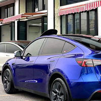 Film Vinyle PET Coulé Métallisé Bleu Cobalt Brillant HD pour Covering Automobile, Vente en Gros, Usine de Guangzhou, Taille 1.52X16M/5X55FT, Autocollants pour Voiture