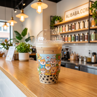 Étiquette en carton durable avec logo personnalisé imprimé, papier couché isolant thermiquement pour bubble tea et café