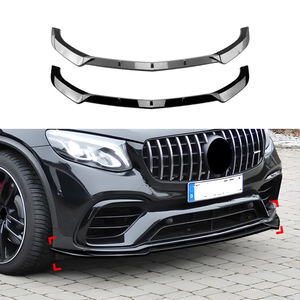 Amp-Z Front Bumper Lip Splitter Piano Black Carbon Fiber Texture For Mercedes-Benz GLC63 AMG X253 2016-2019 - Product Image 1