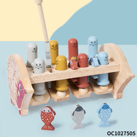 Tableaux interactifs, jouets Montessori, jeu éducatif de martelage sensoriel en bois, jeu Whack-a-Mole pour 2 joueurs avec jouets de pêche
