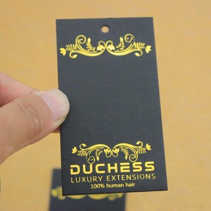 Etiqueta Colgante de Papel Negro Personalizada de Primera Calidad con Impresión Dorada para Chaqueta/abrigo/jeans - Product Image 1