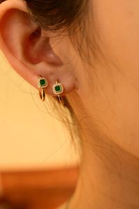 Xinfly 18k Real Gold Natural Diamond 0.3ct <b>Emerald</b> <b>Earring</b> - Product Image 5