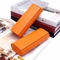Étui à lunettes en cuir fait main avec logo personnalisé, résistant à la pression, design à rabat, boîte de rangement pour lunettes, grain Nappa, vente en gros directe usine