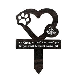 Wooden Pet <strong>Memorial</strong> Funeral <strong>Plaque</strong> with Art Deco Design <strong>for</strong> Cemetery or <strong>Garden</strong> Yard Decoration Features Pet Footprint Insert - Product Image 4
