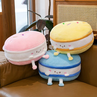 Coussin en peluche Macaron et Hamburger mignon, oreiller de dossier doux tissé pour la décoration intérieure
