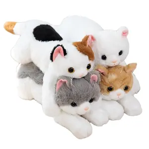 Kawaii мягкая плюшевая мягкая кошка гибкая белая черная коричневая серая игрушка котенок кукла для детей подарок