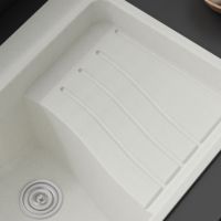 Évier de cuisine moderne à cuve unique, rectangulaire profond, en résine, poli, avec égouttoir, fait main, facile à nettoyer, design unique - Vente chaude