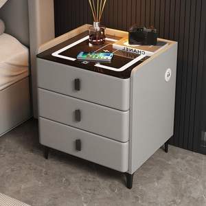 Mesita de Noche Inteligente Multifuncional con Carga Inalámbrica, Cerradura de Huella Digital, Tapa de Vidrio Templado, Cajón de Almacenamiento Moderno para Dormitorio - Product Image 4