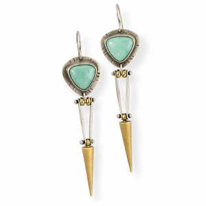 Orecchini pendenti da donna con pietra blu a campana, gioielli vintage alla moda - Product Image 4