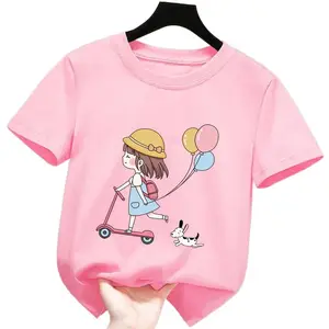 Летняя Милая Одежда для девочек с коротким рукавом, мягкая детская футболка с принтом, Детская футболка, детская одежда, детские футболки