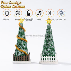 Albero di Natale da Tavolo Miniatura Illuminato a LED con Effetto Neve e Stella in Cima, Decorazione Natalizia per Casa e Villaggio di Natale - Product Image 2