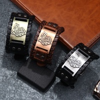 Accessoires de loup en alliage pour hommes bracelet en cuir large nouveau bracelet tressé usine en gros