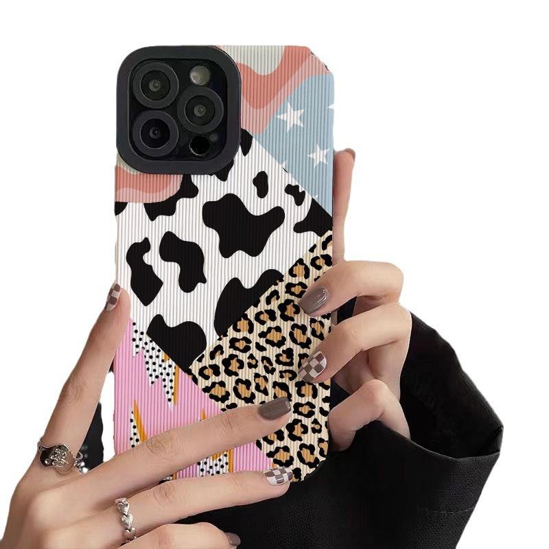 Colour Mixture Cow Leopard Print Printing Soft TPU Leather Mobile Phone  Cover Case for Iphone X Xr Xs 11 12 13 14 15 16 17