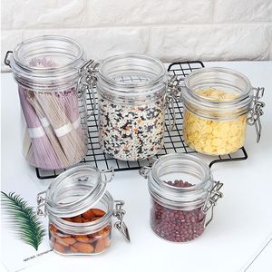Venta al por mayor tarro de fianza de plástico PET transparente tarros Mason tamaños redondos vacíos 50g 100g 150g 200g 250g 500g 1000g almacenamiento de alimentos estilo metálico - Product Image 5